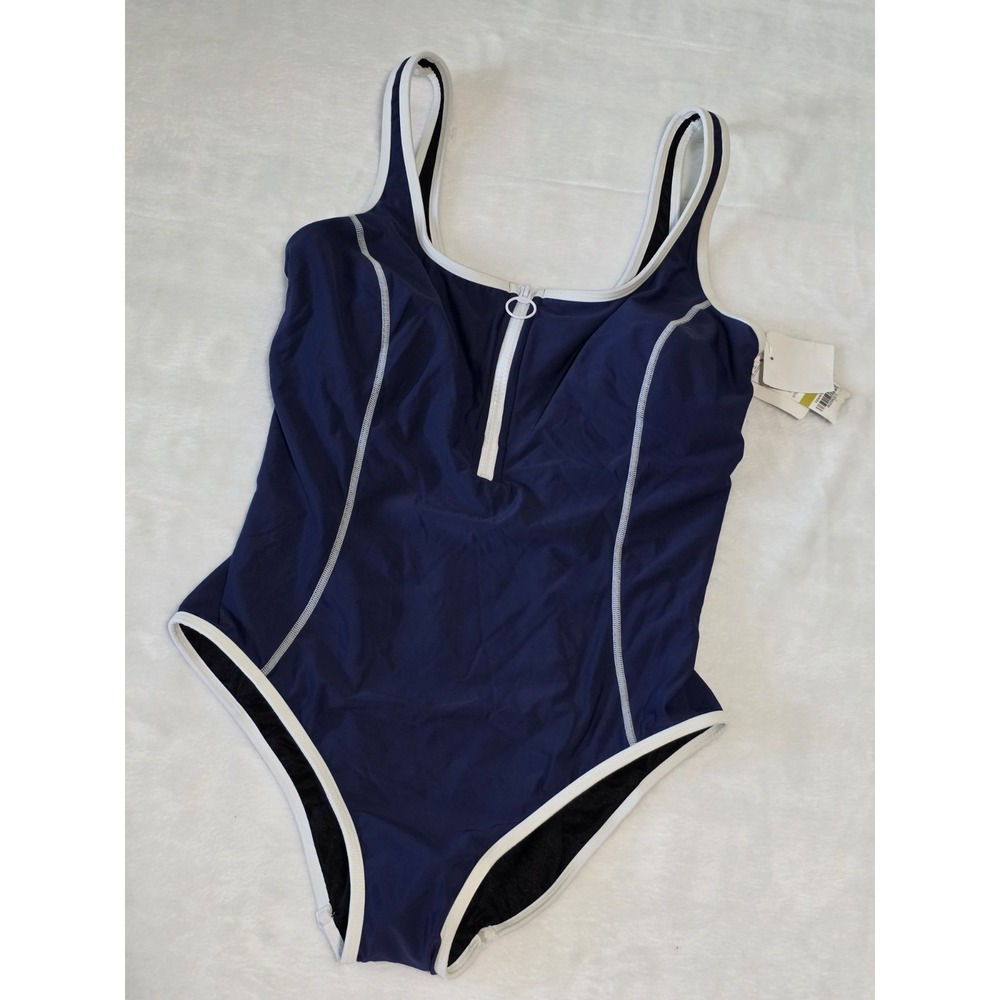 I.N.C International Concepts swim Womens Size 14 NWT Navy and White One piece